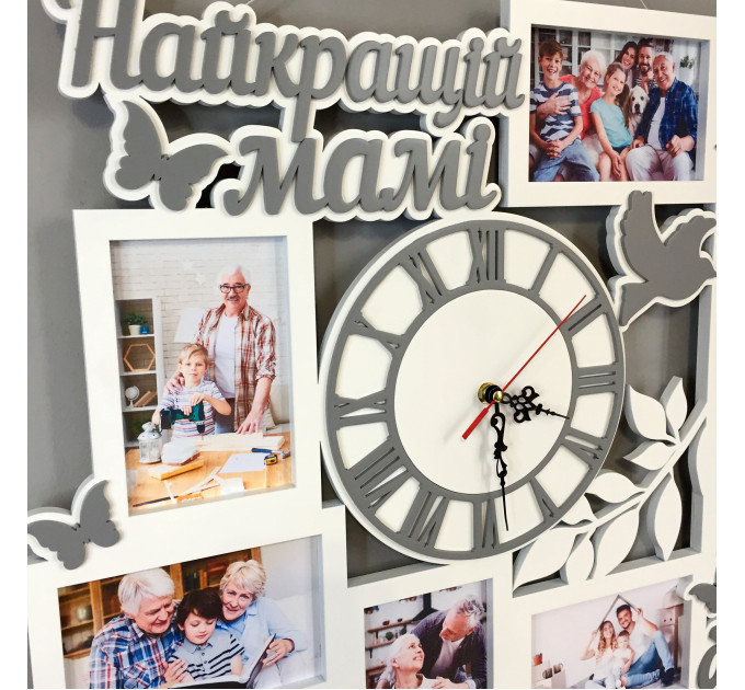 Сімейна фоторамка з годинником "Найкращій мамі та бабусі"